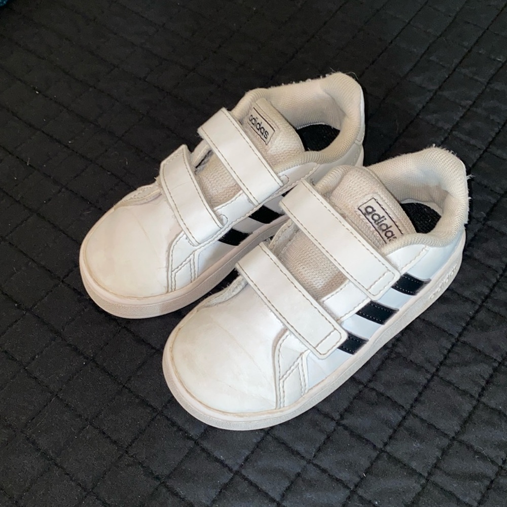 adidas Kids Sneakers White with Black Stripes